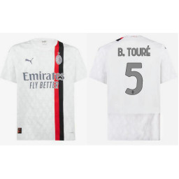 Youth 2023-24 AC Milan 5 - B. Toure Away White Authentic Jersey