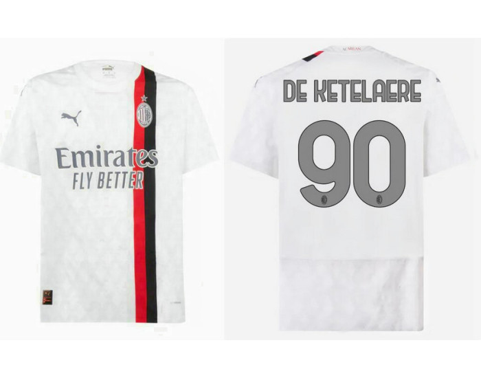 Youth 2023-24 AC Milan 90 - De Ketelaere Away White Authentic Jersey