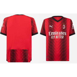 CUSTOM 2023-24 AC Milan Home Red And Black Replica Jersey