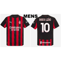 2025-2026 Ac Milan 10 - Rafa Leao Authentic Black and Red Home Jersey