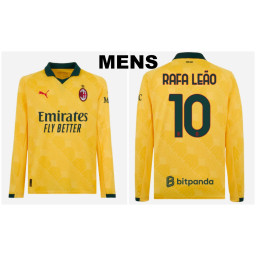 2025-2026 Ac Milan 10 - Rafa Leao Authentic Yellow Third Long Sleeve Jersey