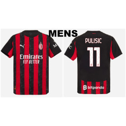 2025-2026 Ac Milan 11 - Pulisic Authentic Black and Red Home Jersey