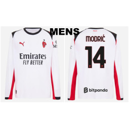 2025-2026 Ac Milan 14 - Modric Authentic White Away Long Sleeve Jersey