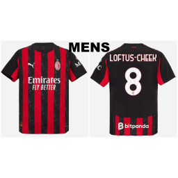 2025-2026 Ac Milan 8 - Loftus-Cheek Authentic Black and Red Home Jersey