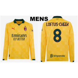 2025-2026 Ac Milan 8 - Loftus-Cheek Authentic Yellow Third Long Sleeve Jersey