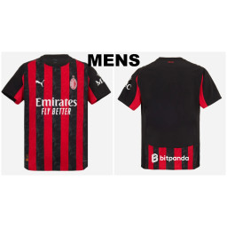Customize 2025-2026 Ac Milan Authentic Black and Red Home Jersey