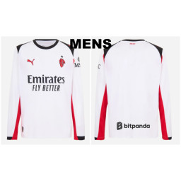 Customize 2025-2026 Ac Milan Authentic White Away Long Sleeve Jersey