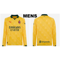 Customize 2025-2026 Ac Milan Authentic Yellow Third Long Sleeve Jersey