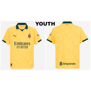 Youth Customize 2025-2026 Ac Milan Replica Yellow Third Jersey