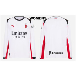 Womens Customize 2025-2026 Ac Milan Authentic White Away Long Sleeve Jersey